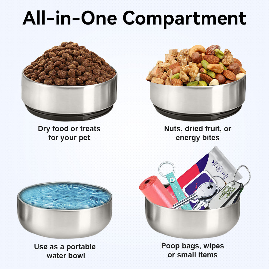 Off-White Stainless Steel Dog Bottle with Double Insulated Compartments