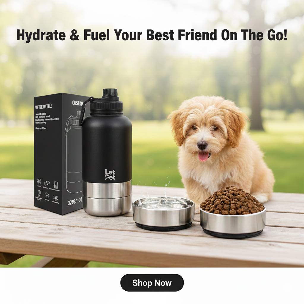 3-in-1 Stainless Steel Dog Bottle with Double Insulated Compartments - Customise it with a Pet Name Option