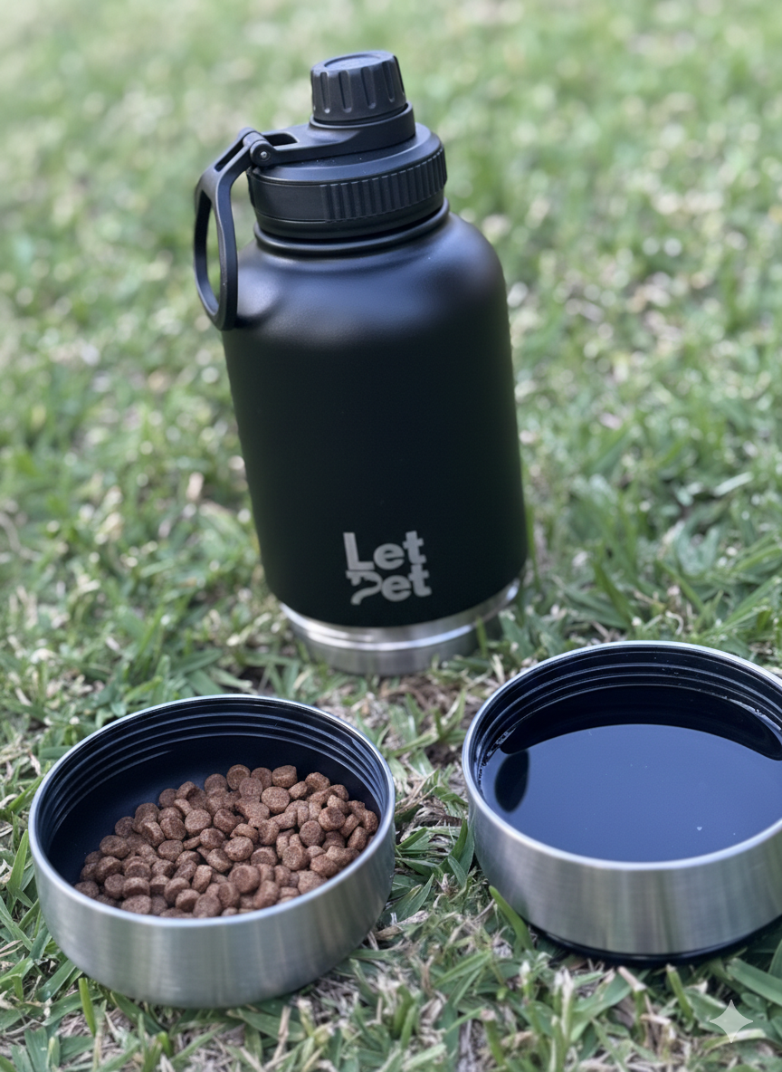 3-in-1 Stainless Steel Dog Bottle with Double Insulated Compartments
