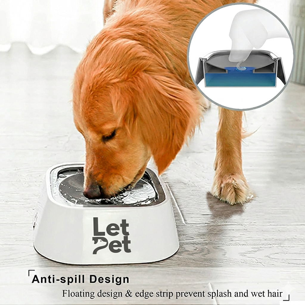 Anti Splash & Spill Pet Water Bowl 1.5 L with Anti-Slip Bottom