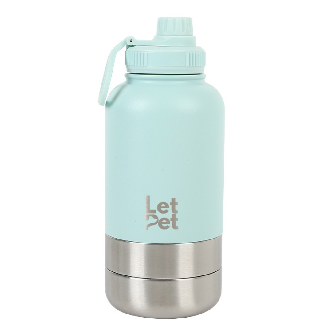 3-in-1 Stainless Steel Dog Bottle with Double Insulated Compartments - Customise it with a Pet Name Option