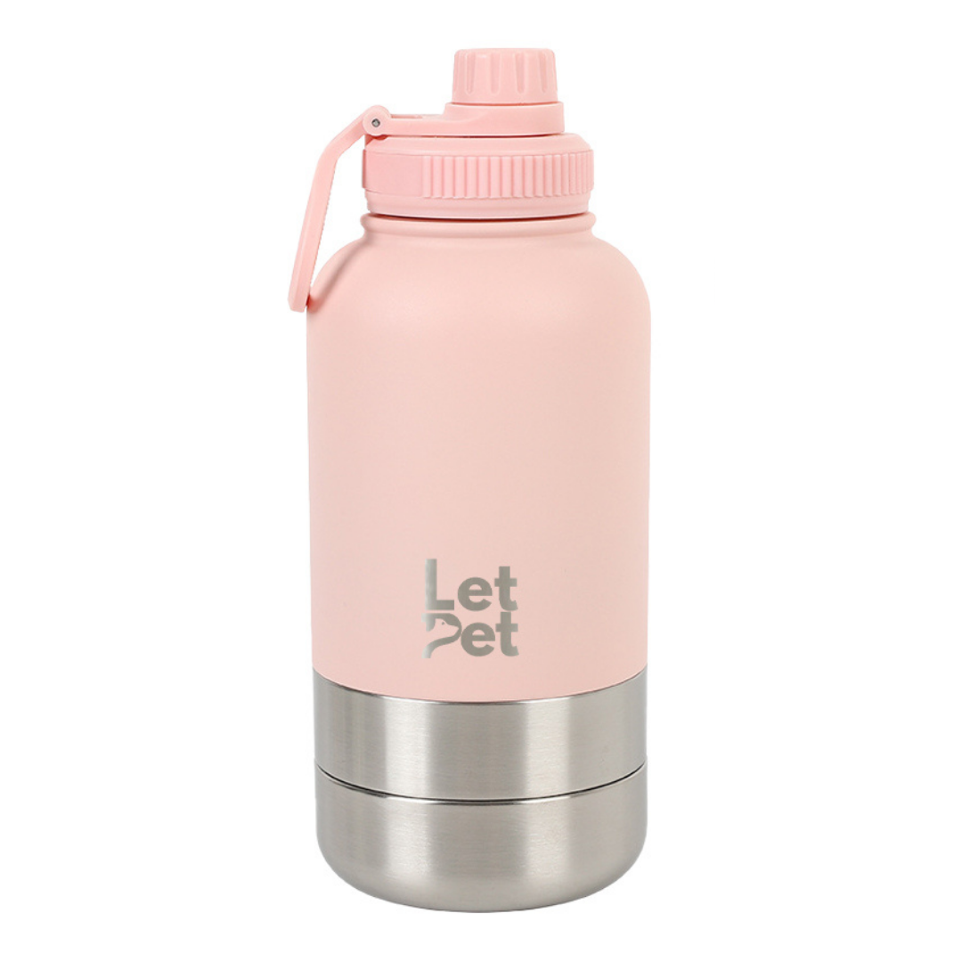 3-in-1 Stainless Steel Dog Bottle with Double Insulated Compartments - Customise it with a Pet Name Option