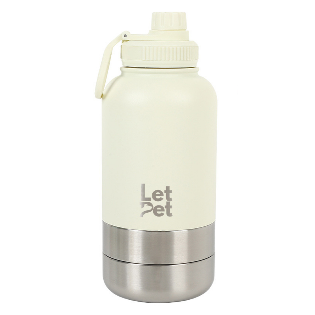 3-in-1 Stainless Steel Dog Bottle with Double Insulated Compartments - Customise it with a Pet Name Option