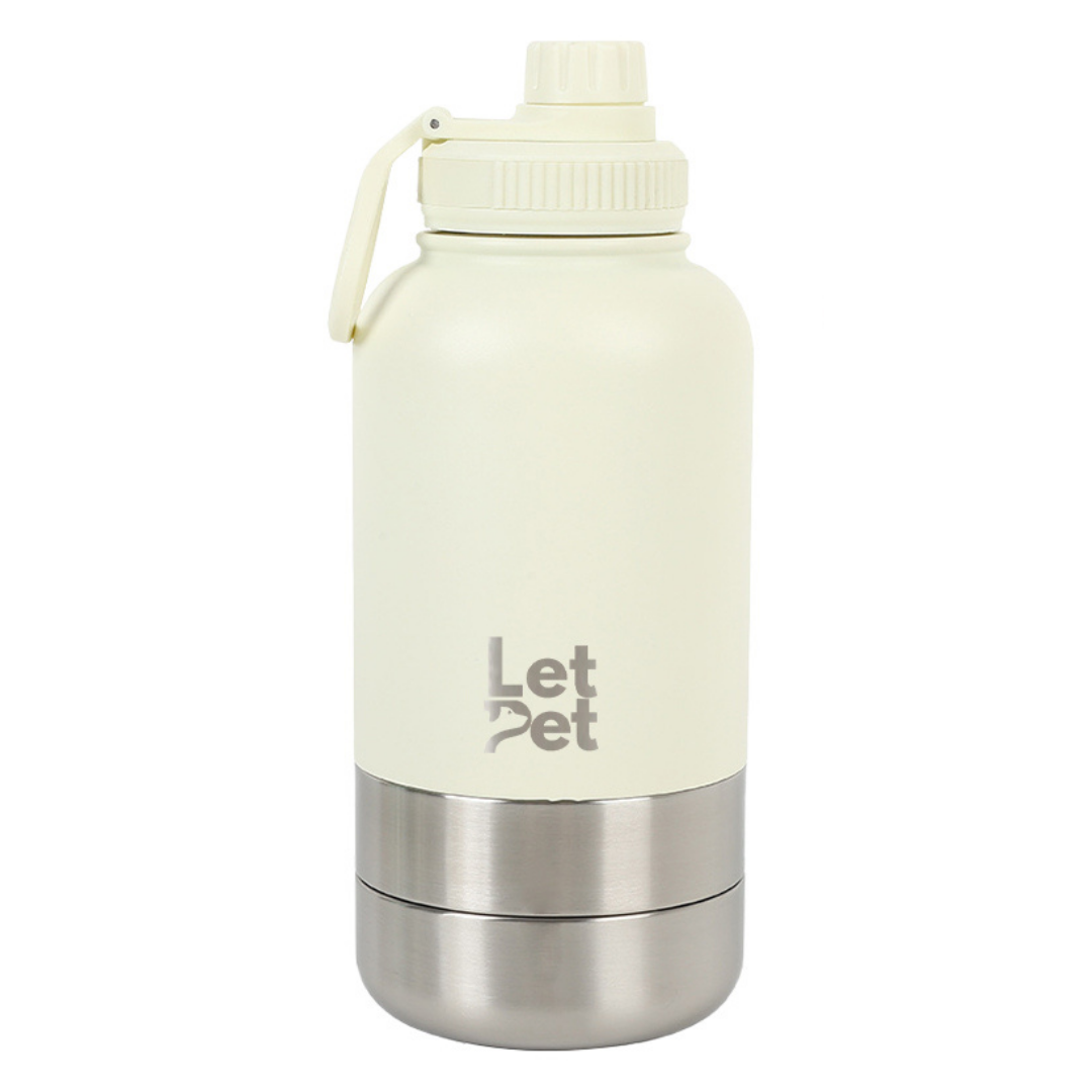 3-in-1 Stainless Steel Dog Bottle with Double Insulated Compartments - Customise it with a Pet Name Option
