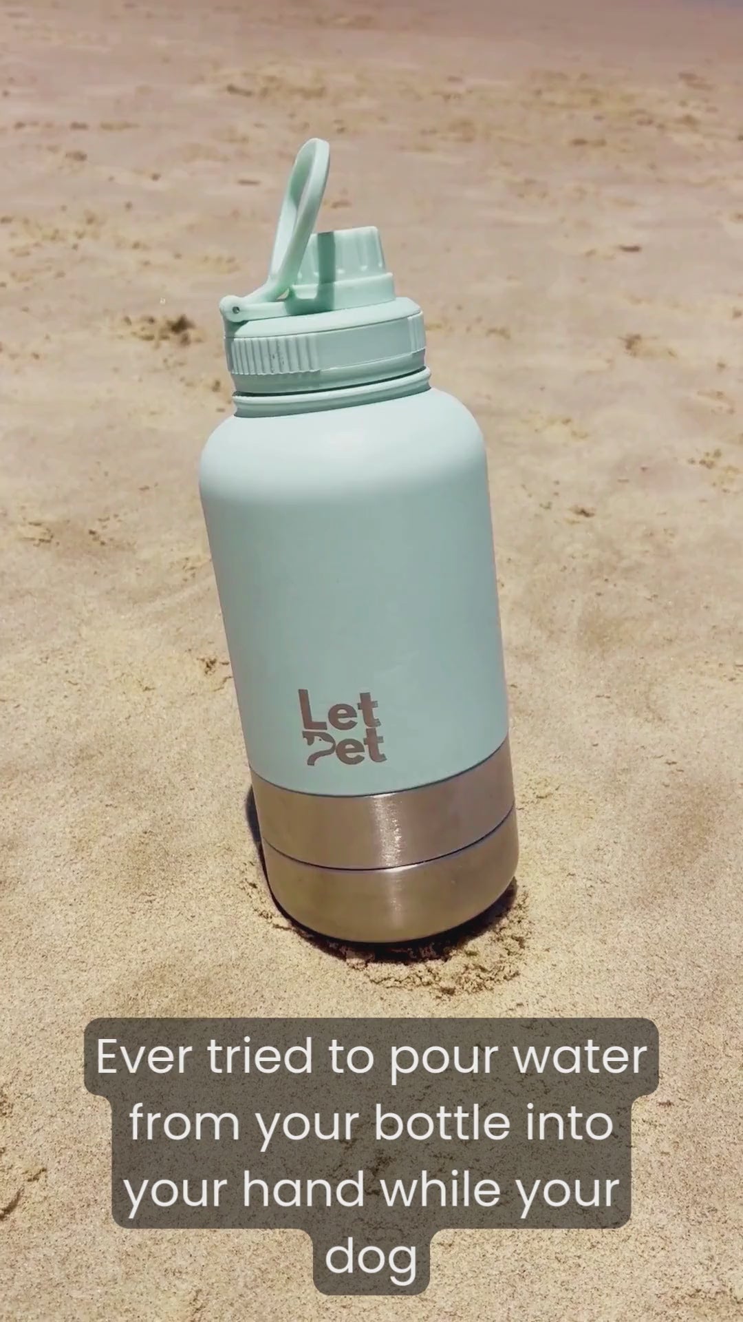 Blue Stainless Steel Dog Bottle with Double Insulated Compartments